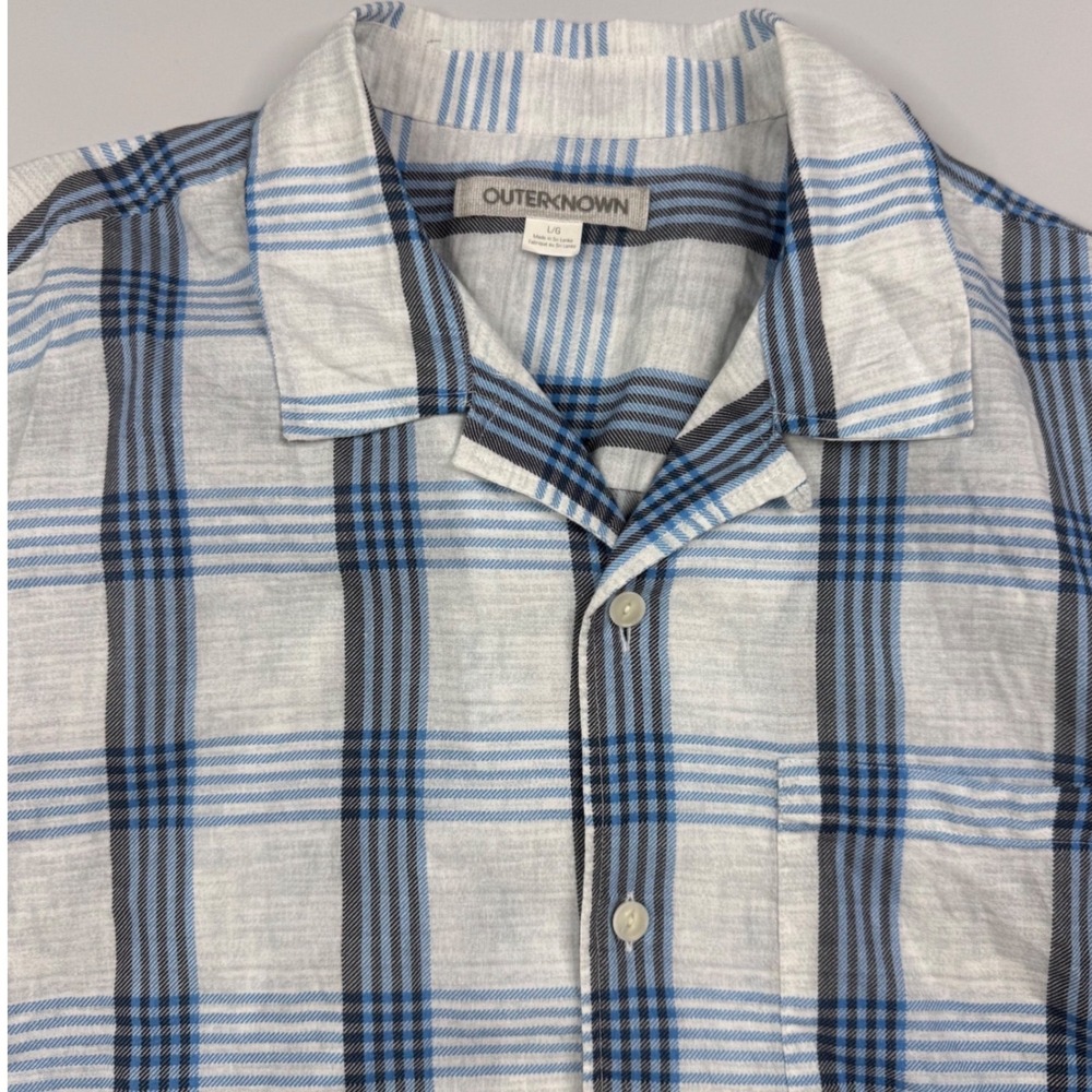 Outerknown Plaid Button Down Shirt Mens Large Plaid‎ Organic Cotton Camp Collar